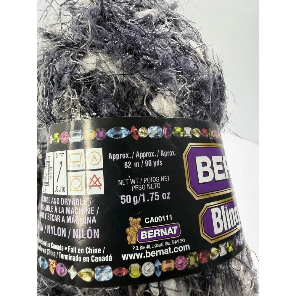 Bernat Bling Bling Yarn Lot of 9 Skeins Night Club Gray Bulky